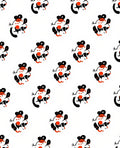 Playful Orange Red Black Characters Rug