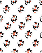 Playful Orange Red Black Characters Rug
