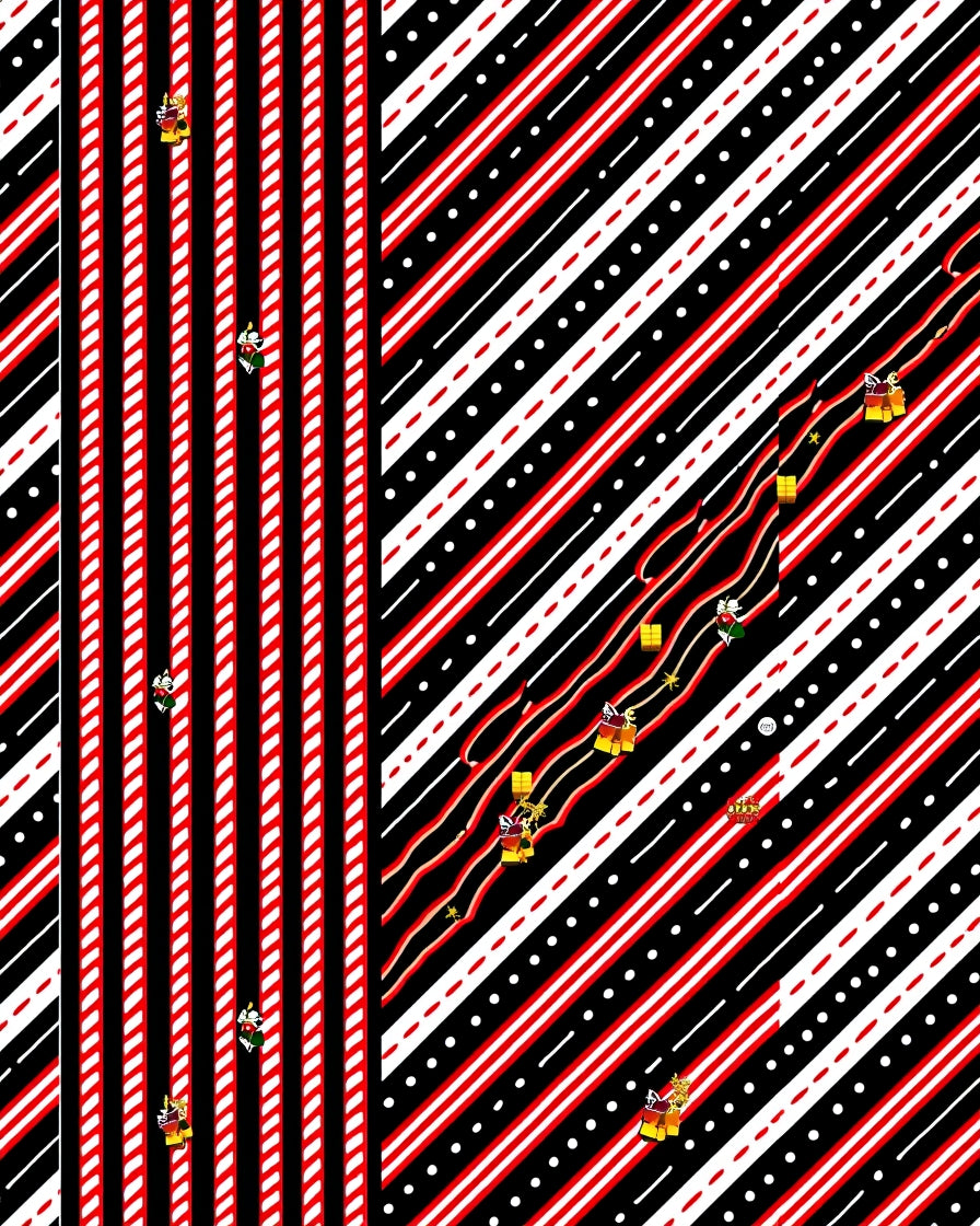 Red Black White Striped Candy Cane Rug