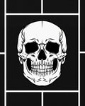 Striking White Skull Black Geometric Rug