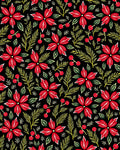 Red Poinsettia Floral Berry Garland Rug