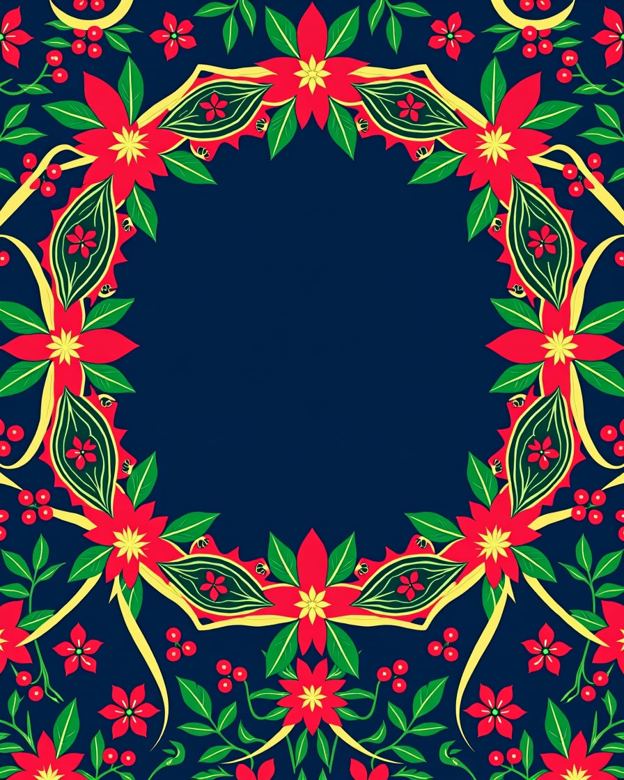 Crimson Floral Festive Garland Rug
