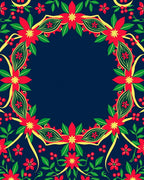 Crimson Floral Festive Garland Rug