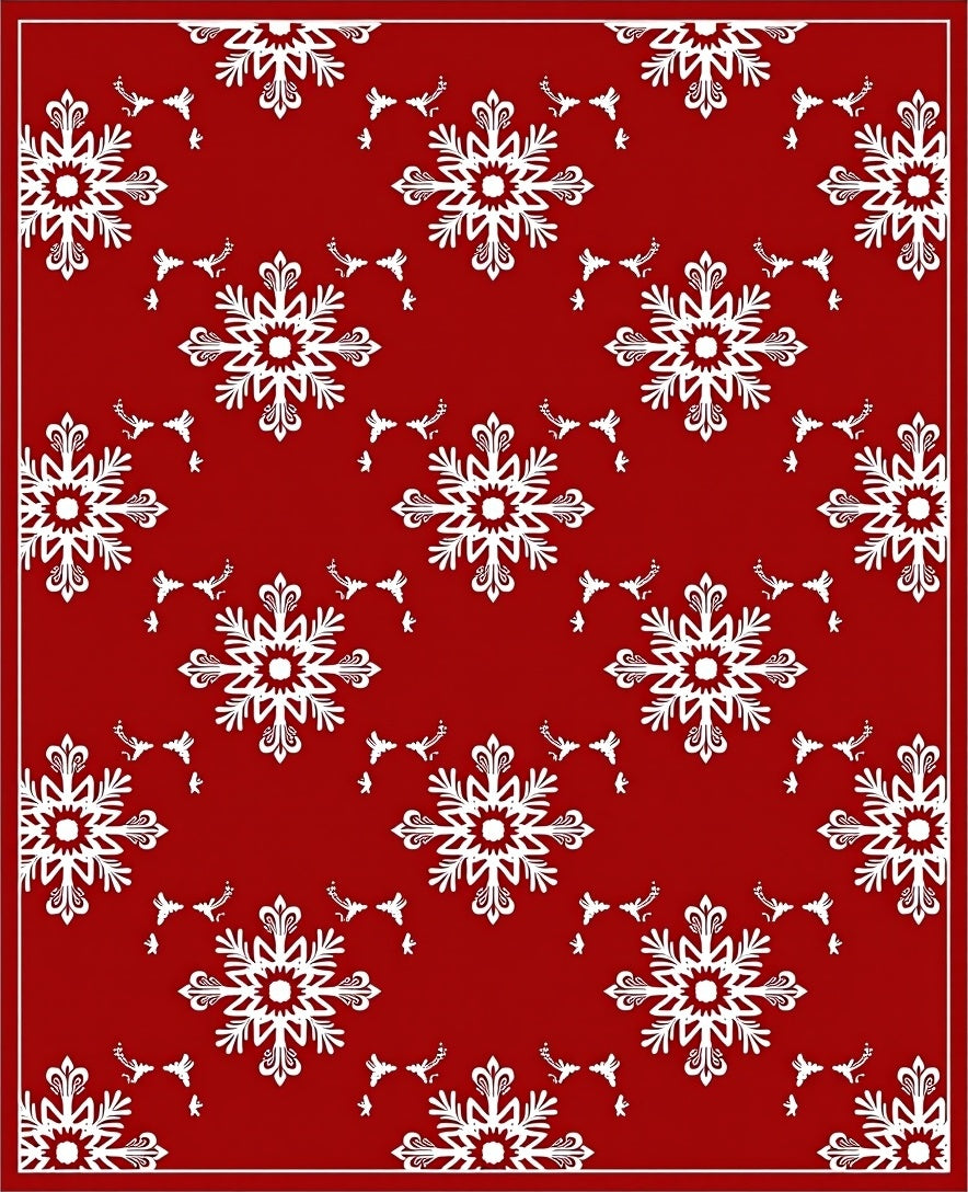 Red White Snowflake Holiday Charm Rug