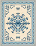 Elegant Blue Snowflake Medallion Border Rug