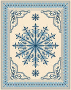 Elegant Blue Snowflake Medallion Border Rug