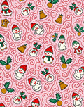 Pink Snowman Holly Bell Swirls Rug