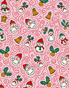 Pink Snowman Holly Bell Swirls Rug