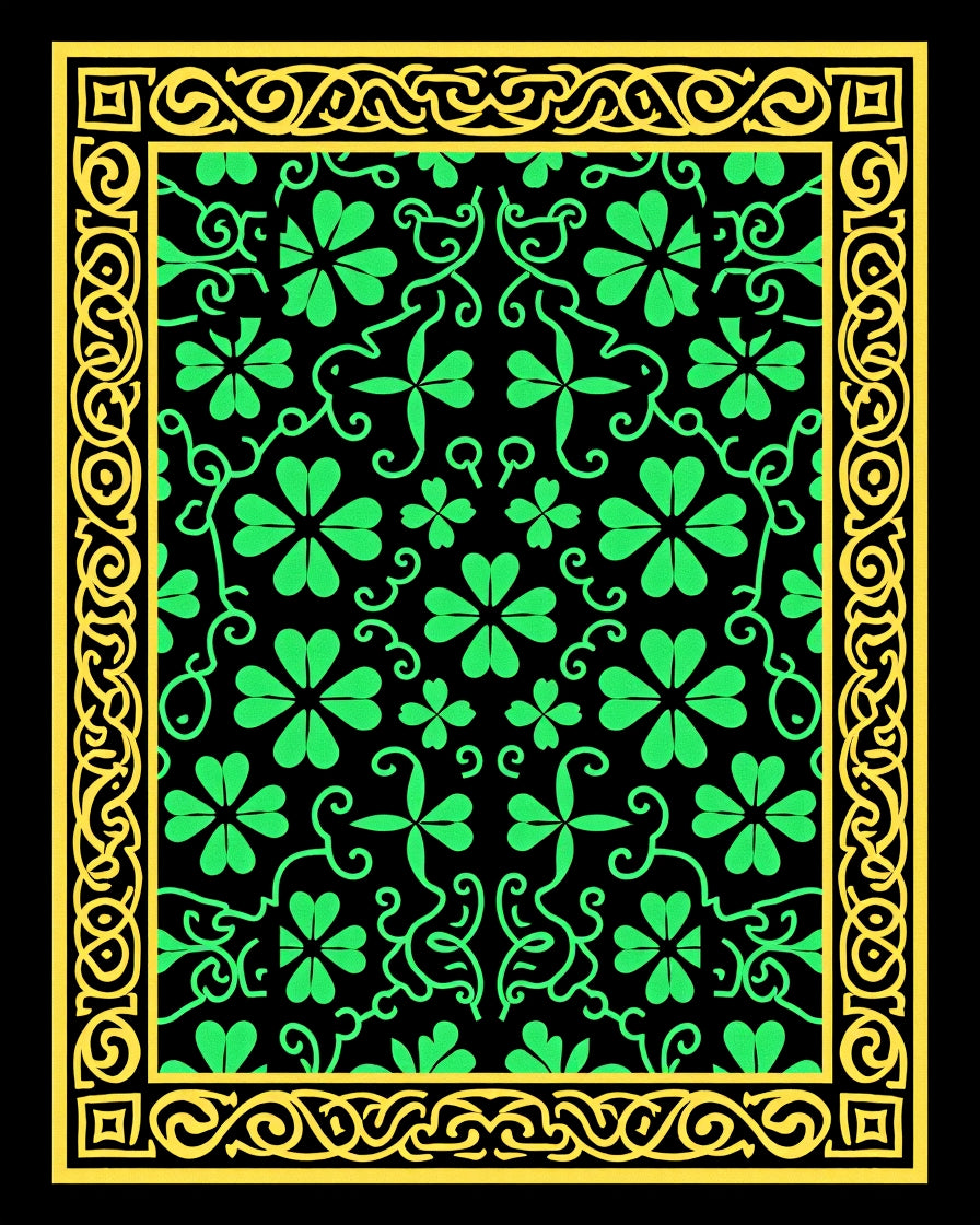 Emerald Clover Vine Border Rug