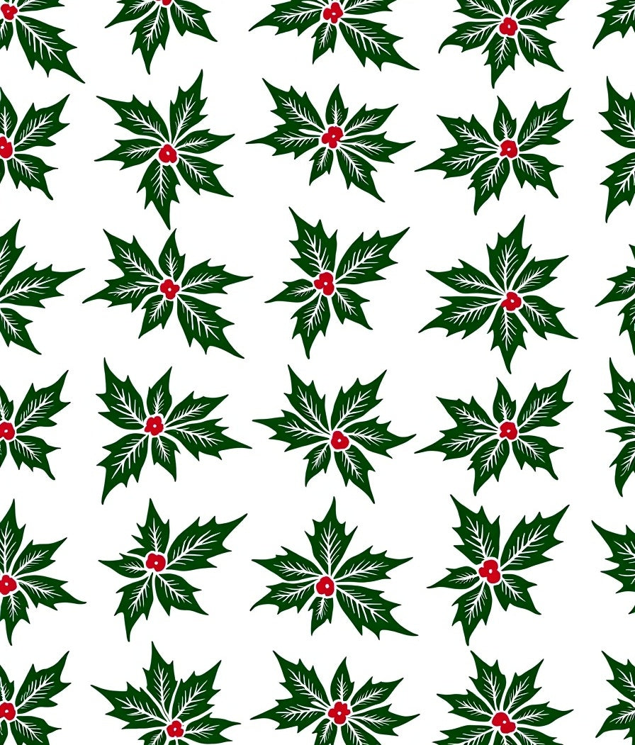 Classic Green Red Holly Festive Collection Rug