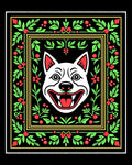 Bold White Dog Floral Border Rug