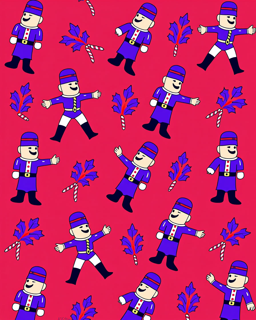 Purple Soldier Candy Cane Holly Red Rug