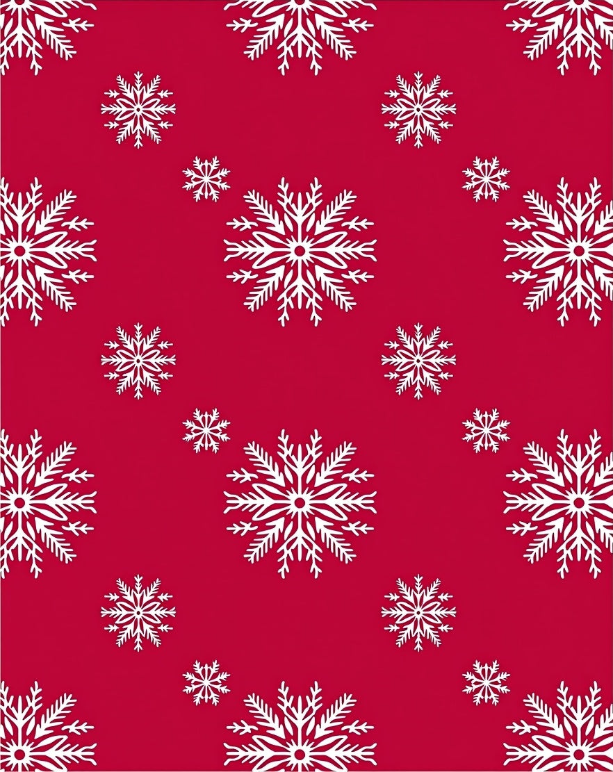 Crimson White Snowflake Cascade Rug