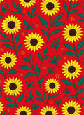 Vibrant Sunflower Garden Red Rug