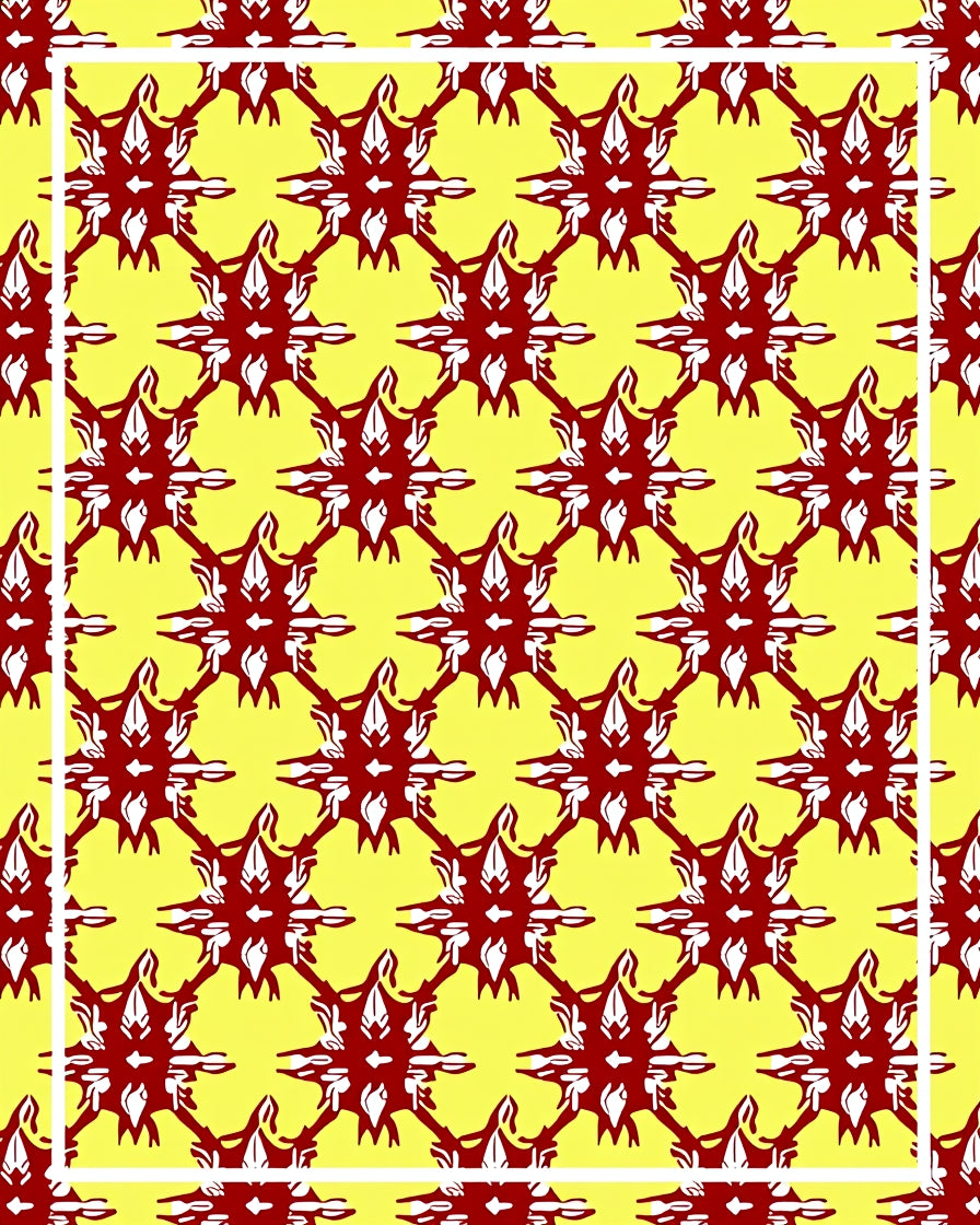 Crimson Sunburst Lattice Yellow Rug
