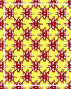 Crimson Sunburst Lattice Yellow Rug