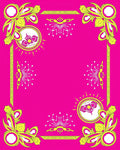 Vibrant Pink Yellow Floral Border Rug