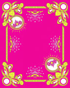 Vibrant Pink Yellow Floral Border Rug
