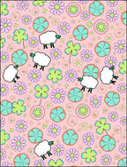 Playful Pink Sheep Floral Medley Rug