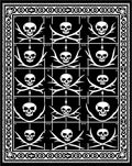 Black White Skull Crossbone Border Rug