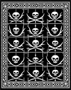 Black White Skull Crossbone Border Rug