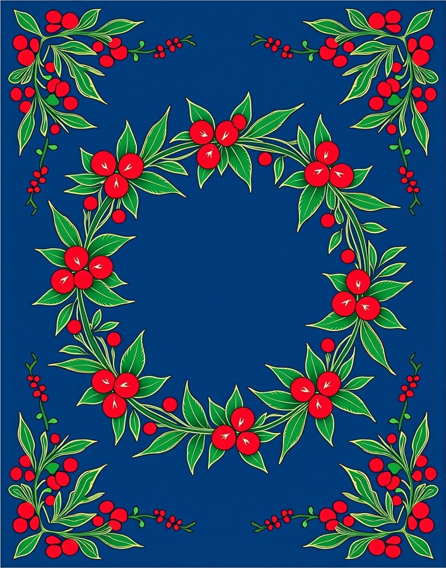 Crimson Berry Vine Border Rug