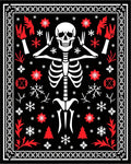 Spooky Skeleton Black Red Winter Rug