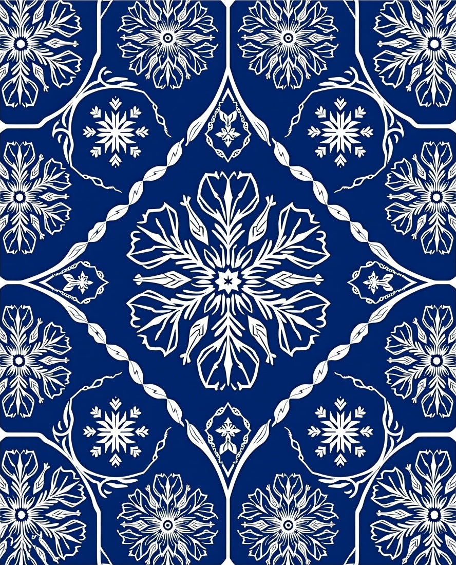 Classic Deep Blue Floral Medallion Rug