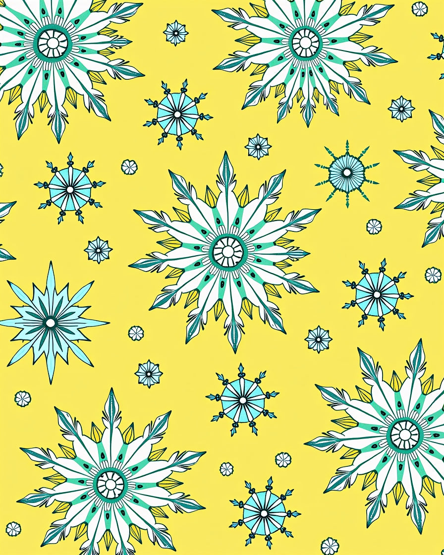Bright Yellow Snowflake Medallion Rug