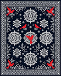 Bold Red Cardinal Snowflake Navy Rug