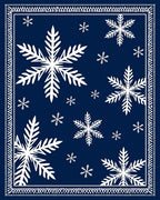 Deep Blue Winter Snowflake Scatter Rug