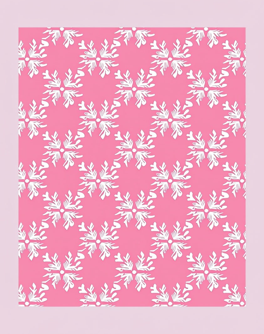 Pink White Snowflake Scatter Rug