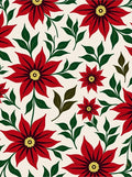 Red Poinsettia Floral Cream Background Rug