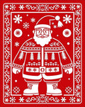 Festive Red Santa Claus Snowflakes Rug