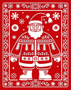 Festive Red Santa Claus Snowflakes Rug