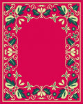 Ornate Crimson Floral Vine Border Rug