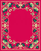 Ornate Crimson Floral Vine Border Rug