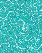 Teal Whimsical Swirl Aquatic Creatures Rug
