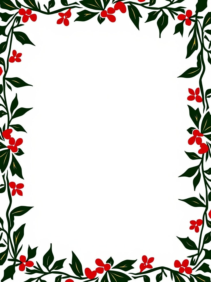 Red Berry Vine Border Rug