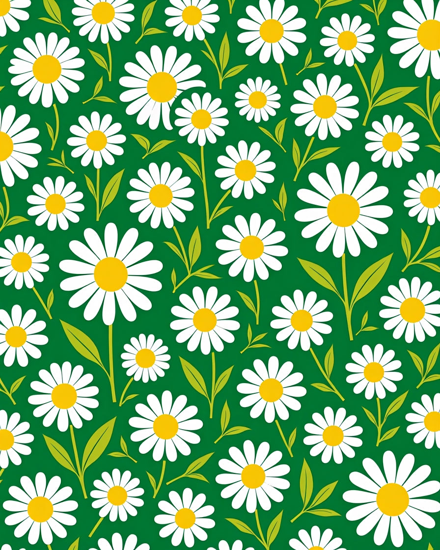 White Daisy Green Field Floral Rug