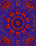 Vibrant Orange Sunburst Medallion Rug