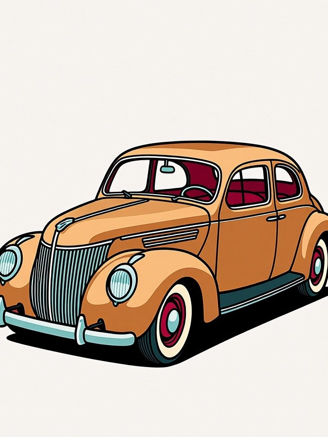 Retro Orange Coupe Classic Automobile Rug