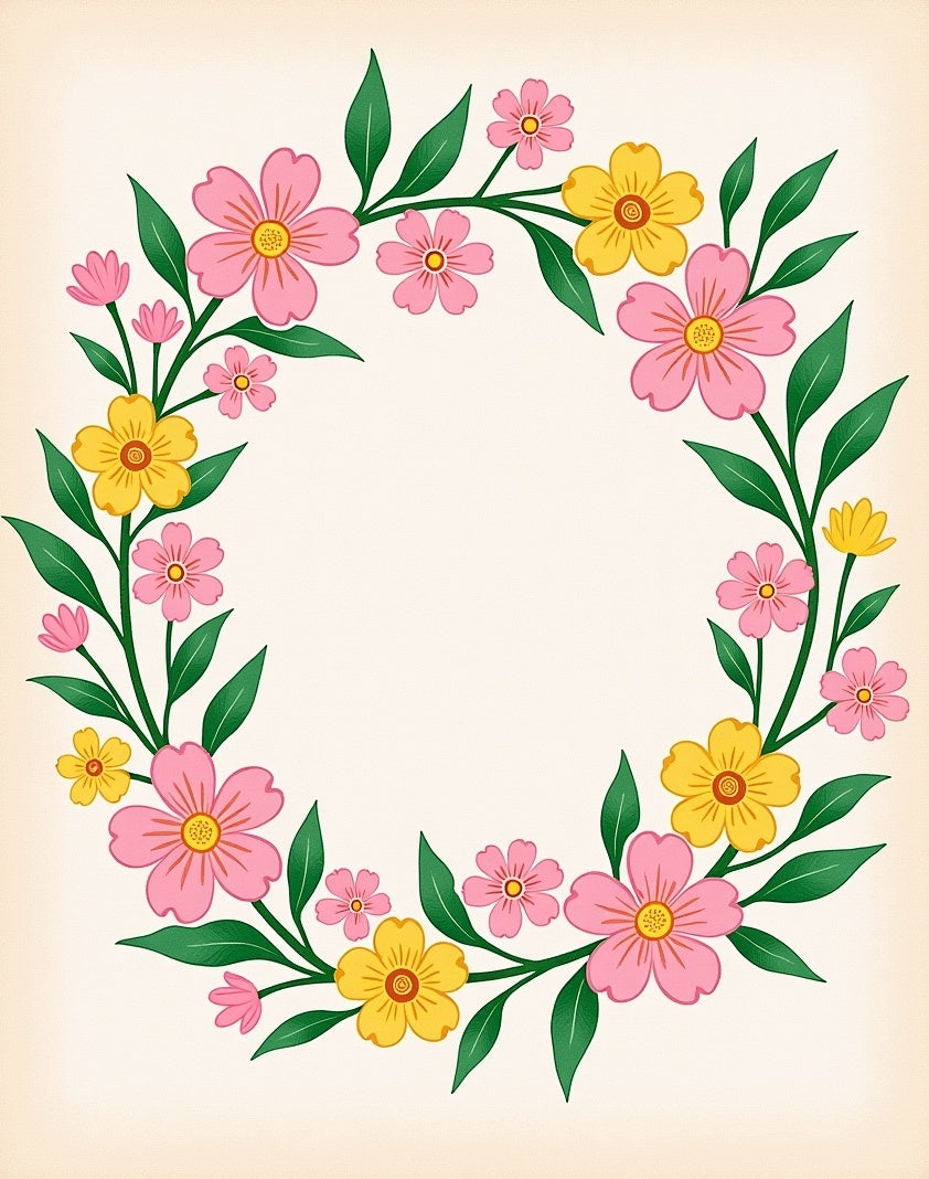 Pink Yellow Floral Garland Bright Rug