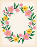 Pink Yellow Floral Garland Bright Rug