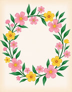 Pink Yellow Floral Garland Bright Rug