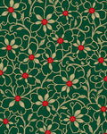 Emerald Green Floral Vines Red Accents Rug