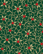 Emerald Green Floral Vines Red Accents Rug