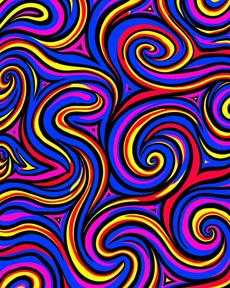 Vibrant Swirl Triangles Psychedelic Rug
