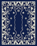 Navy White Floral Archway Rug