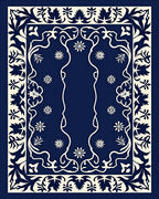 Navy White Floral Archway Rug